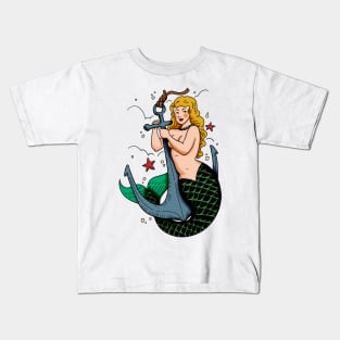 Mermaid and Anchor Vintage Tattoo Kids T-Shirt